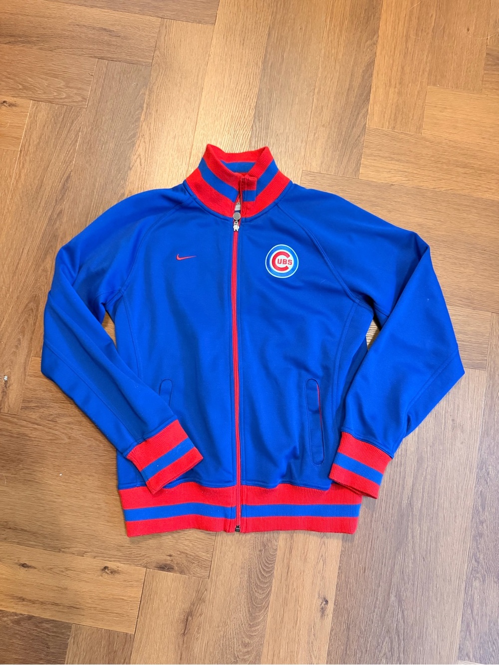 Nike Team Chicago Cubs Boys Large Full Zip Track Jacket Blue Red MLB